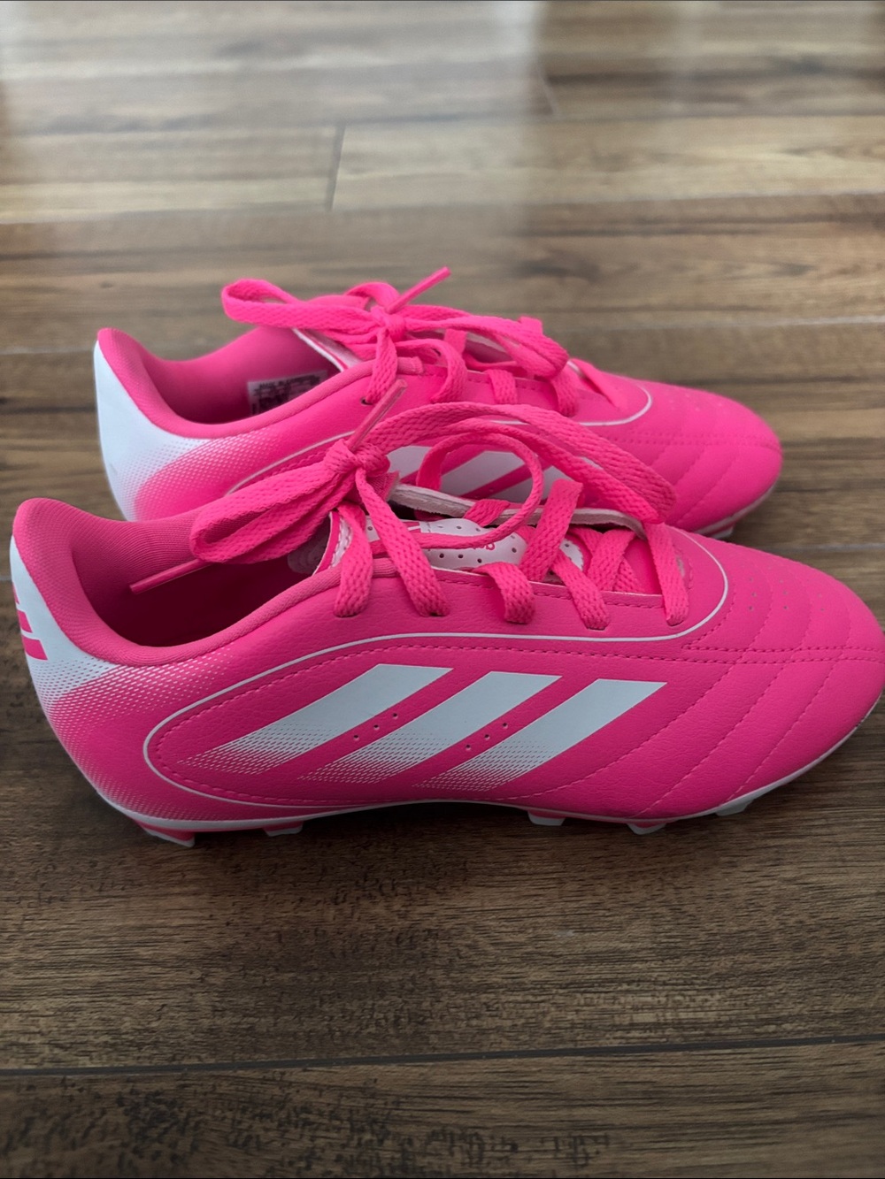 adidas Kids Hot Pink and White Soccer Cleats